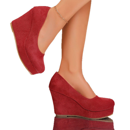 Damen Wedge-Pumps mit elegantem samtigem Obermaterial und komfortablem Fußbett R&B