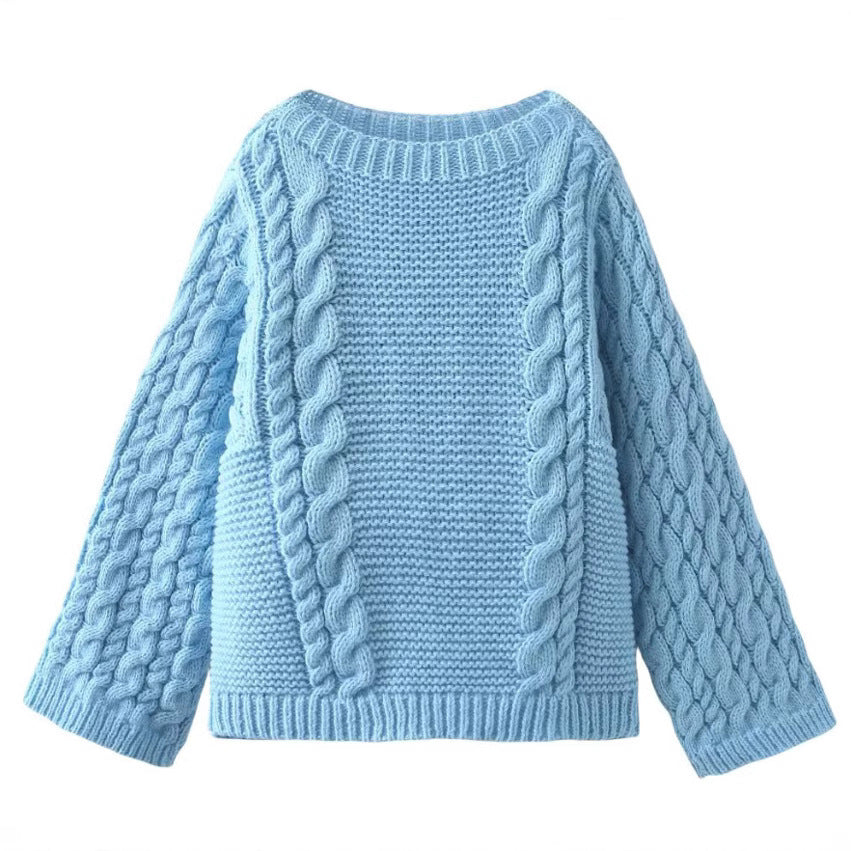 Damen Strickpullover mit lockerer Schnittführung und geflochtenem Design R&B