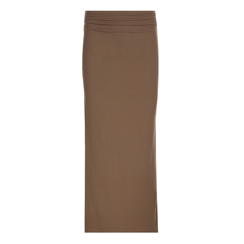 Damen Langarm Maxikleid mit elegantem Reißverschluss-Ausschnitt und figurbetontem Schnitt R&B