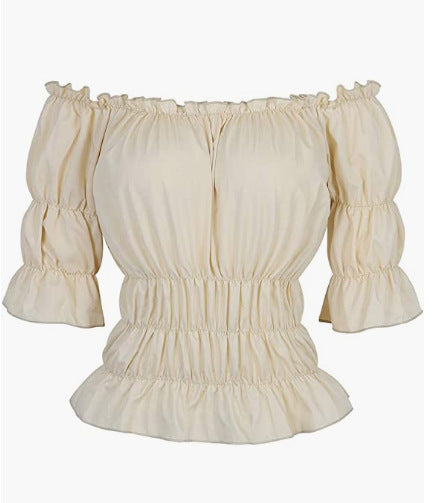 Damen Bluse mit schulterfreiem Design und Rüschendetails R&B