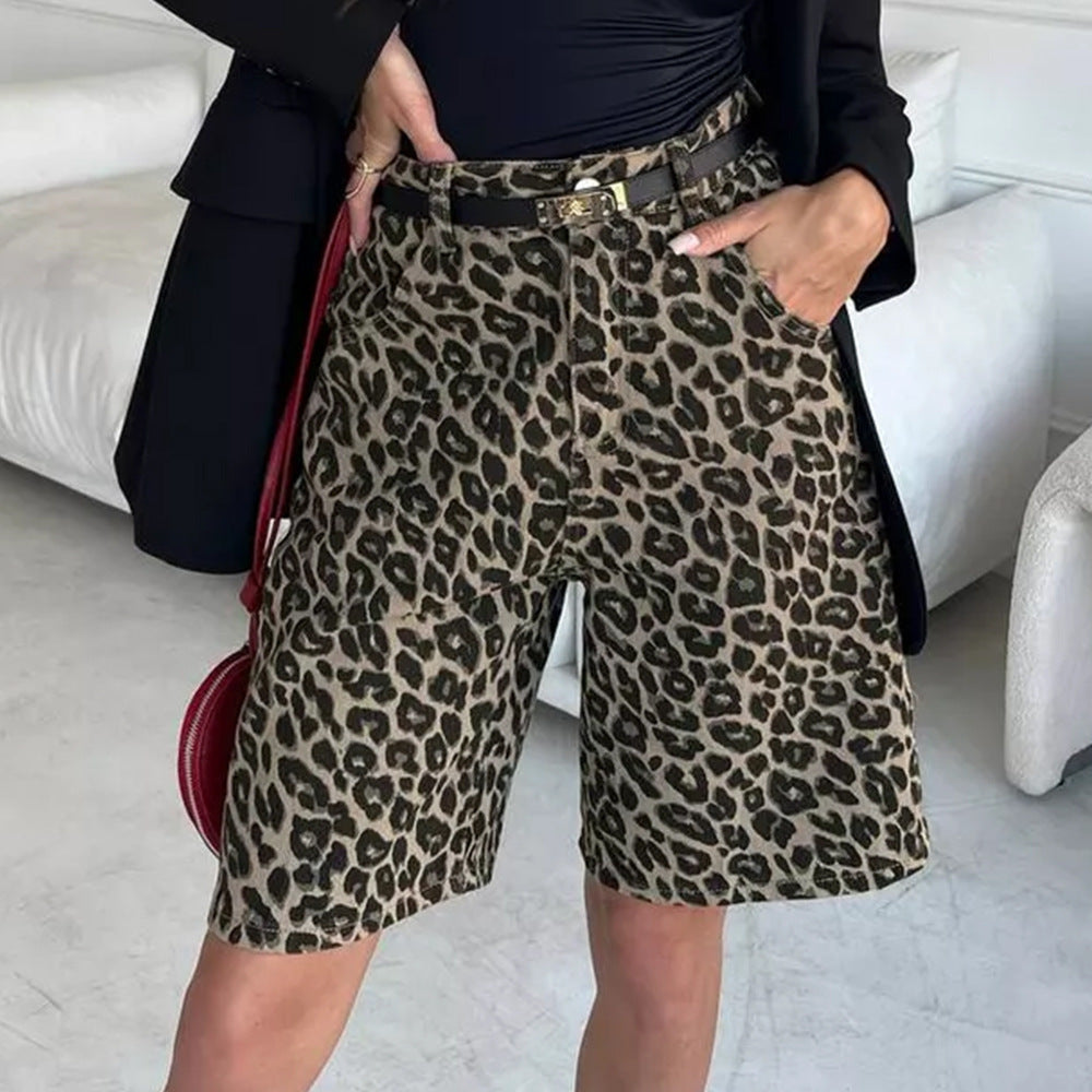 Damen Leopardenmuster Shorts R&B