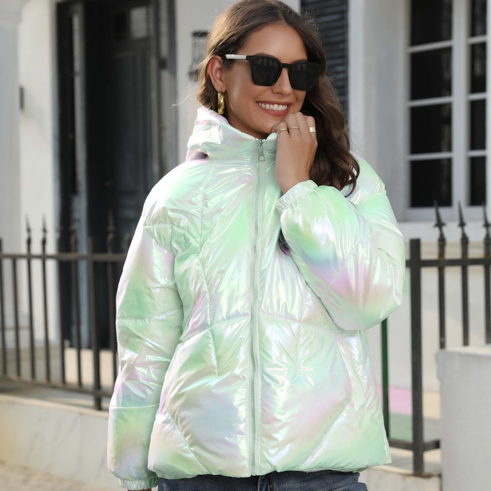 Damen Hochglänzende Steppjacke R&B