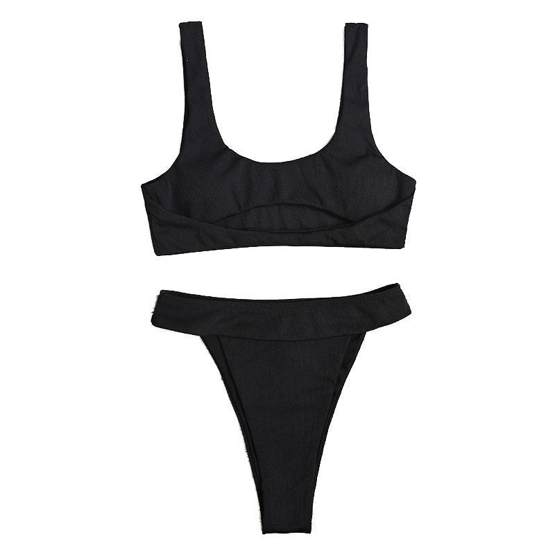 Damen Bikini-Set mit modischem hochgeschnittenem Höschen und figurformendem Oberteil R&B