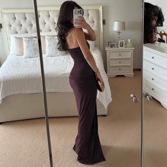 Damen Figurbetontes Abendkleid mit tiefem Ausschnitt und eleganter Drapierung R&B