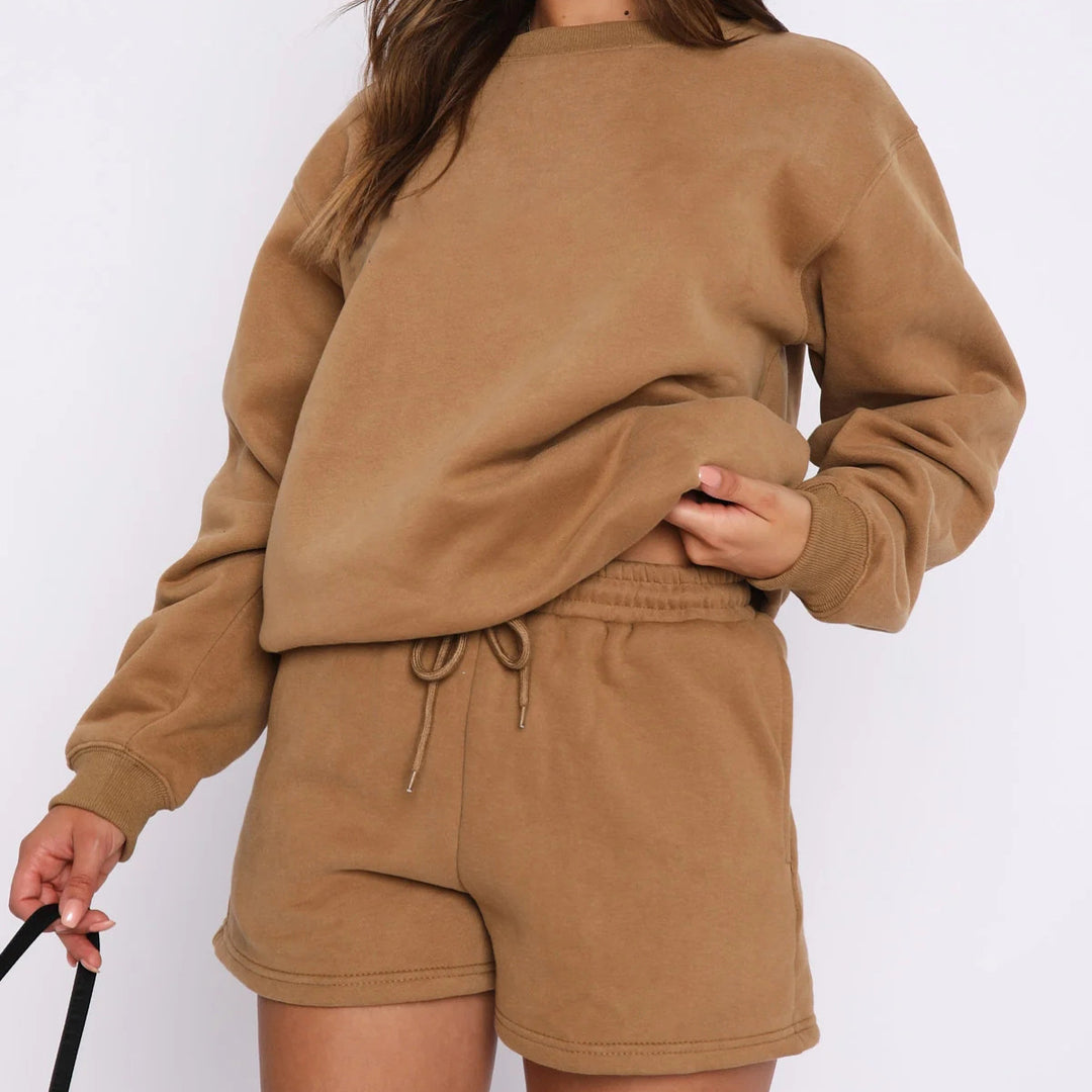 Damen Lässiges Sweater-Shorts-Set mit hohem Tragekomfort R&B