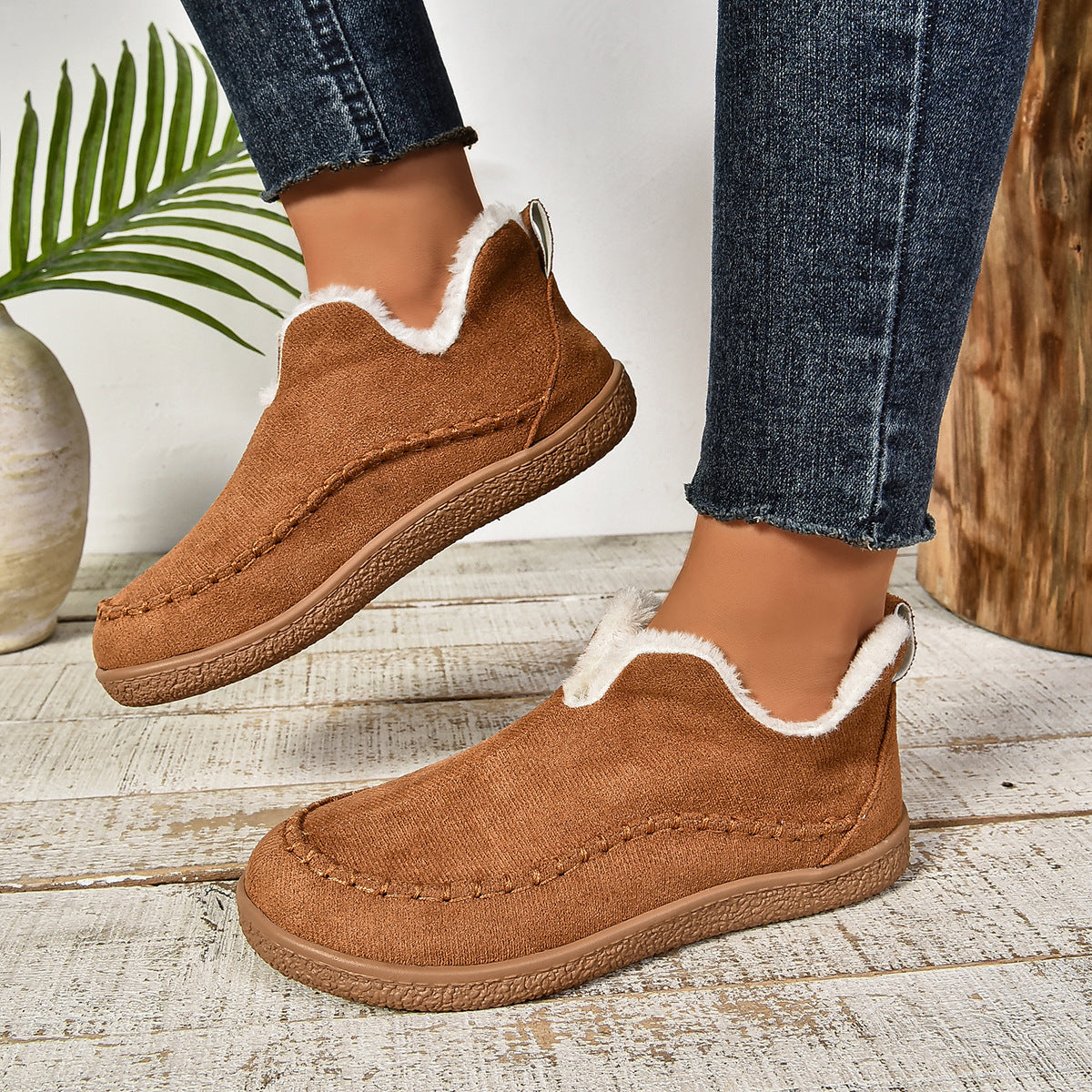 Damen Slipper mit warmem Fleece-Futter und rutschfester Sohle R&B