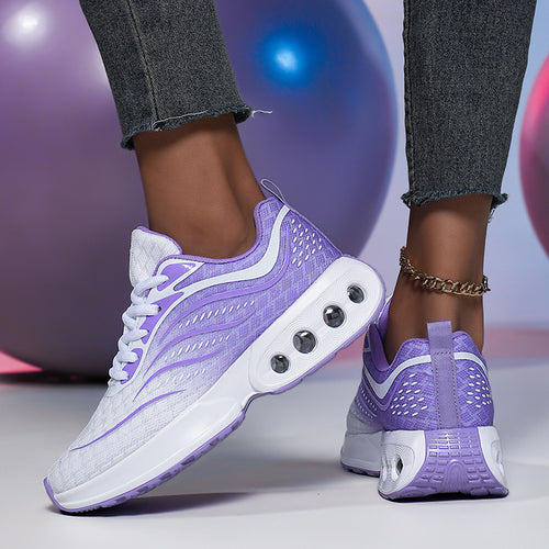 Damen nan sportive Strick-Laufschuhe mit belüfteter Luftkammersohle und ergonomischer Abrollsohle R&B