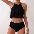 Damen Sportliches Crop-Top Bikini mit hohem Taillen-Höschen R&B
