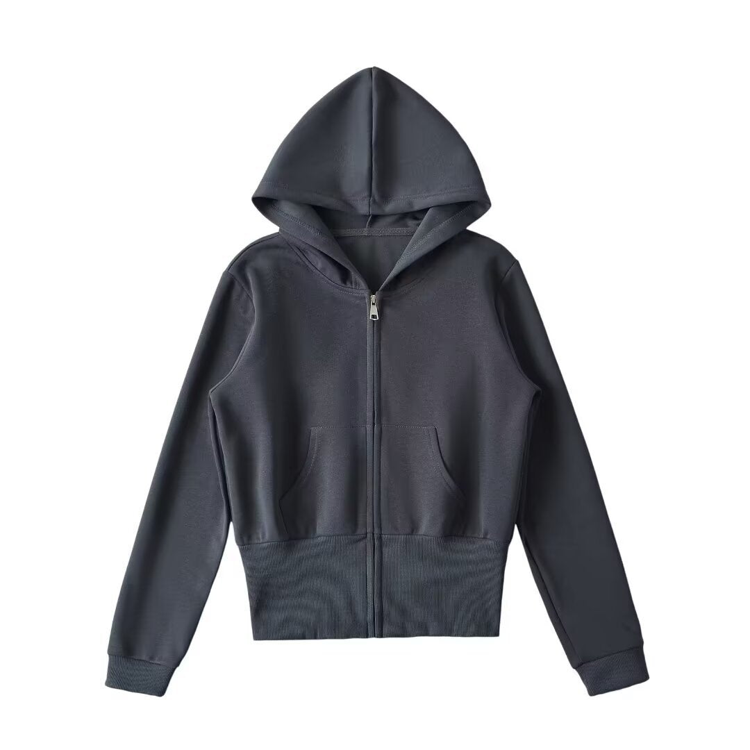 Damen lässige Kapuzenjacke mit Reißverschluss und praktischen Taschen R&B
