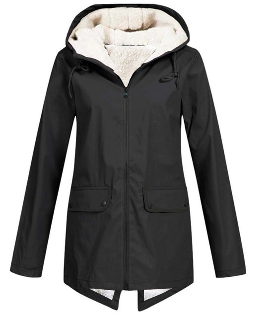 Damen Wasserabweisende Übergangsjacke mit warmem Fleece-Futter und verstellbarem Kapuzenkragen R&B