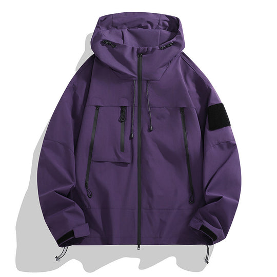 Herren technische Outdoor-Jacke mit verstellbarem Kapuzendesign und multifunktionalen Taschen R&B
