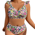 Damen Hochgeschnittener Bikini mit Rüschendetails