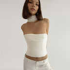 Damen Bandeau-Top mit eleganter Chiffonüberwurf EB