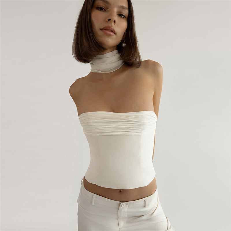 Damen Bandeau-Top mit eleganter Chiffonüberwurf EB
