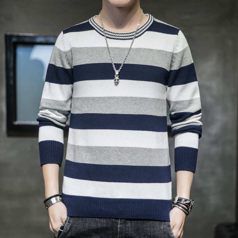 Herren gestreifter Pullover aus weichem Baumwollmix R&B