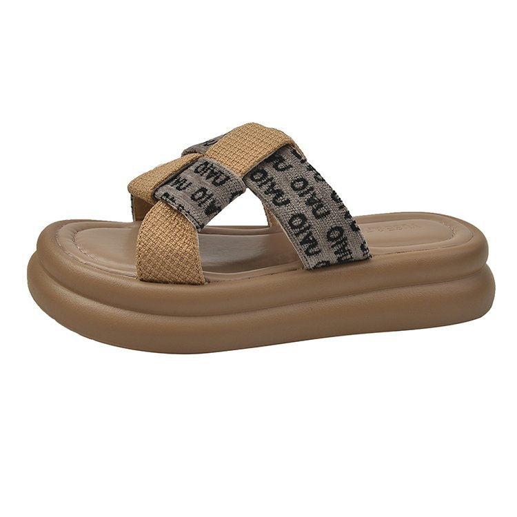 Damen modische Slide-Pantoletten mit komfortablem Fußbett und elastischen Riemen R&B