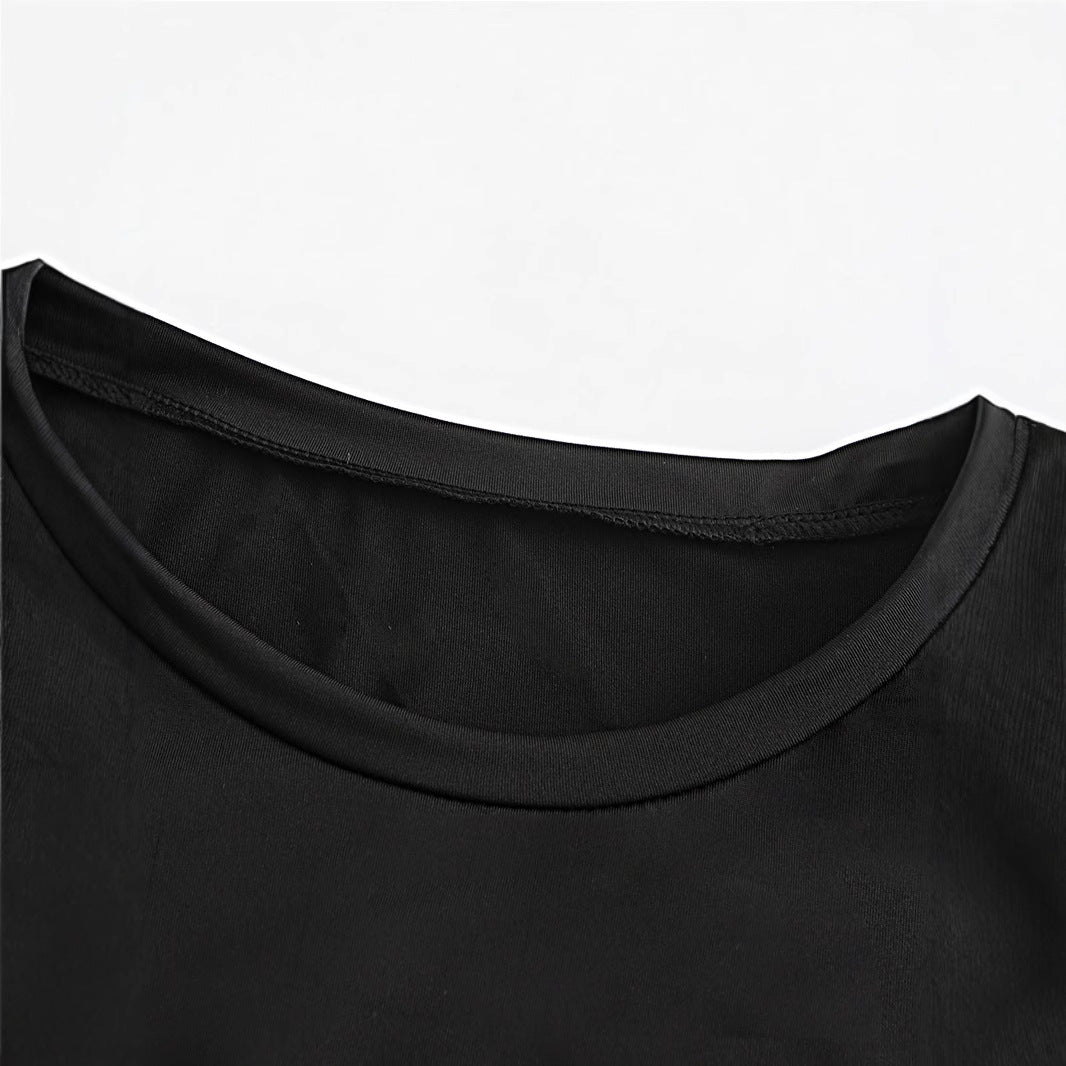 Damen Crop-T-Shirt mit auffälligem Schriftzug und figurbetontem Design R&B