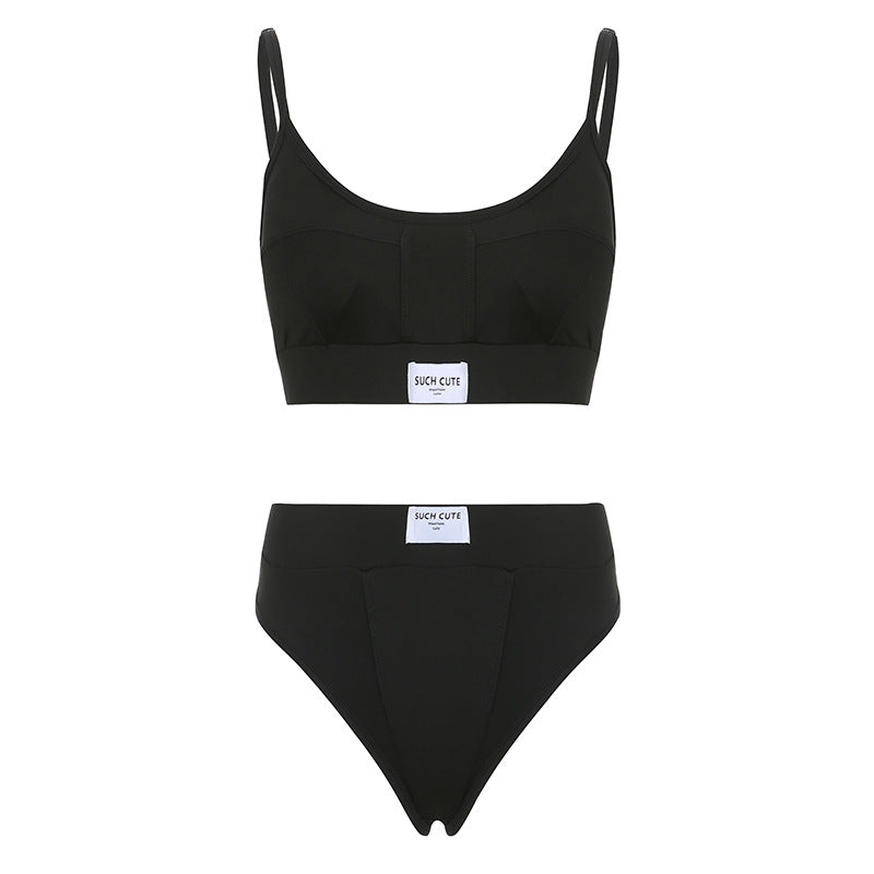 Damen komfortables Sport-BH- und High-Waist-Höschen-Set R&B