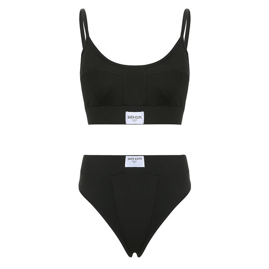 Damen komfortables Sport-BH- und High-Waist-Höschen-Set R&B