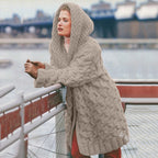 Damen oversized Grobstrickmantel mit Kapuze
