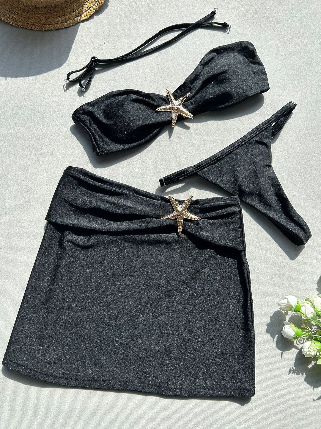 Damen Bikini-Set mit Röckchen und schimmerndem Muschel-Detail R&B
