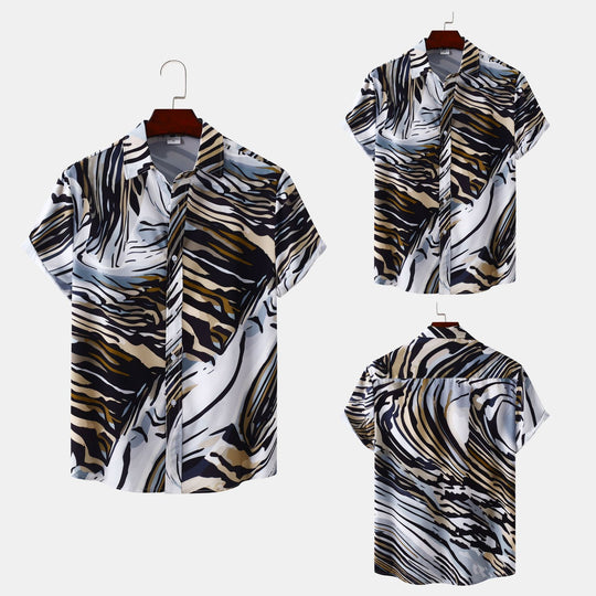 Damen Kurzarmhemd mit modernem abstraktem Design R&B