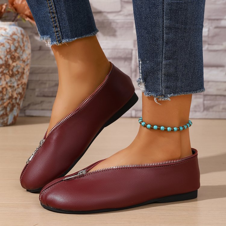 Damen bequeme Schlupfschuhe mit praktischem Reißverschluss R&B