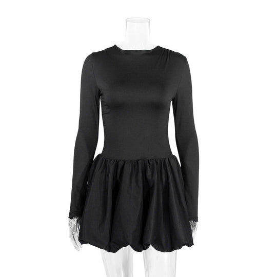 Damen Figurumspielendes Kleid mit langen Ärmeln und gerafftem Saum R&B