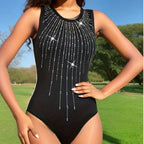 Damen Eleganter Bodysuit mit Strassverzierung R&B