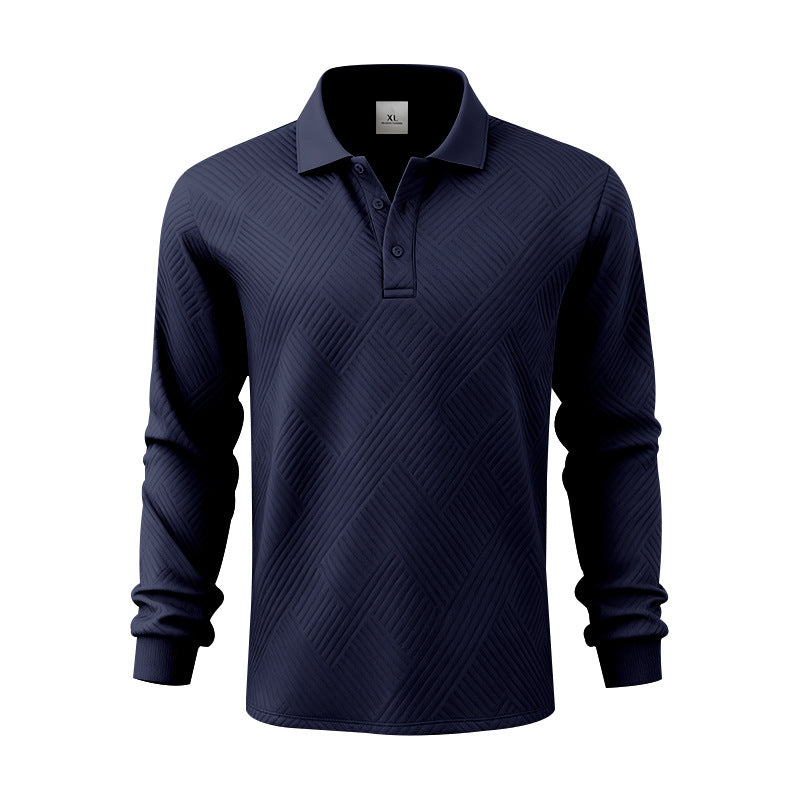 Herren nan langärmeliges Poloshirt aus strukturiertem Jacquardstrick R&B