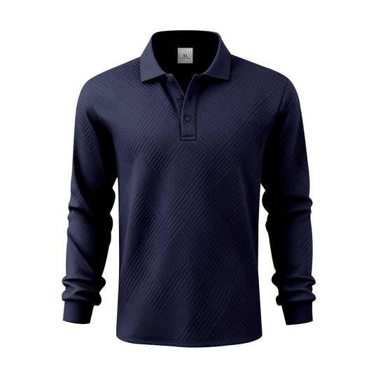 Herren nan langärmeliges Poloshirt aus strukturiertem Jacquardstrick R&B