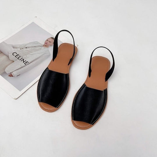Damen Offene Slingback Sandalen aus hochwertigem Leder mit komfortablem Fußbett R&B