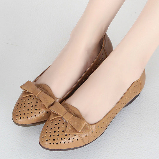 Damen Luftige Ballerinas mit elegantem Schleifen-Detail und atmungsaktiven Perforationen R&B