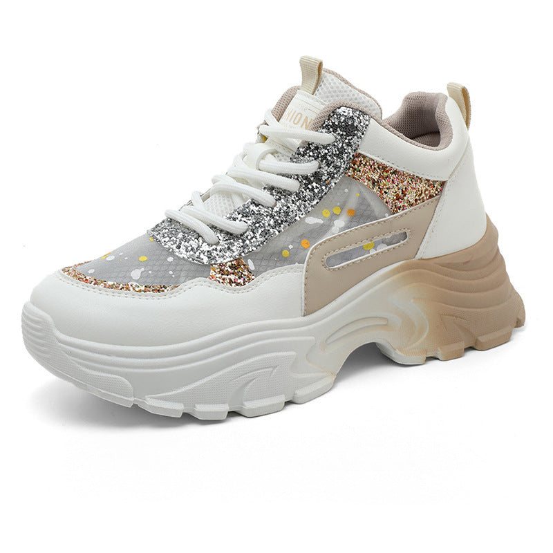 Damen Sportliche Sneakers mit schimmernden Akzenten und bequemer Dämpfung Heidi Mode