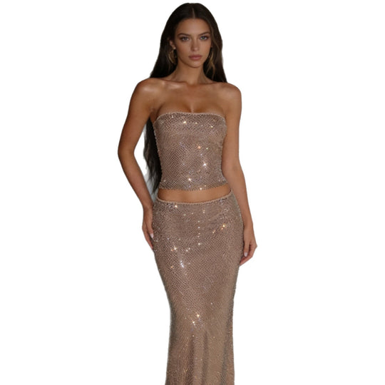 Damen Glamouröses Bandoukleid mit funkelnden Pailletten R&B