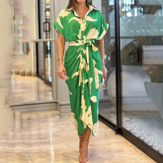Damen Midikleid mit modernem Schnitt und schickem Taillengürtel R&B