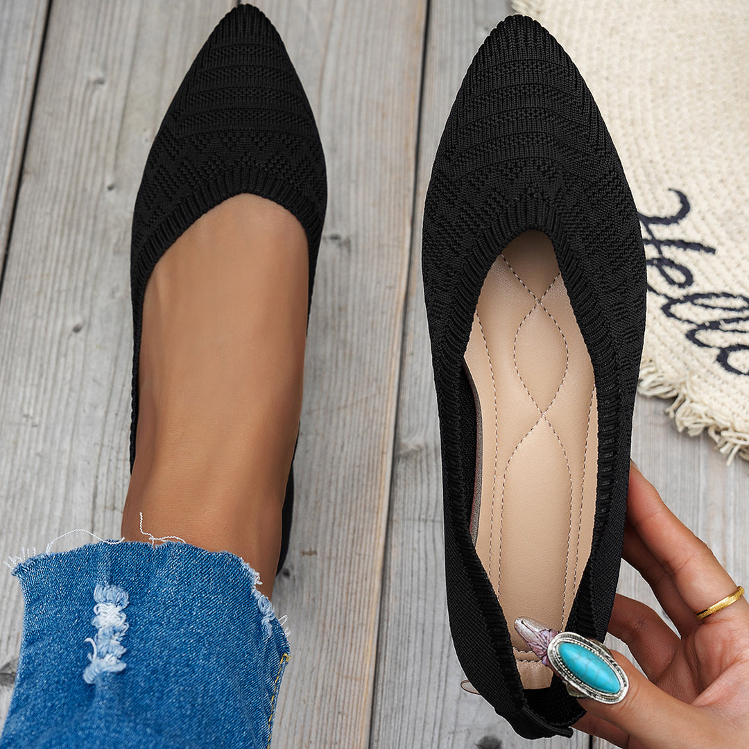 Damen Elegante Ballerinas mit atmungsaktivem Strickdesign R&B