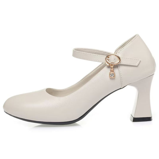 Damen Mary Jane Pumps mit komfortablem Blockabsatz und modischem Schnallenakzent R&B