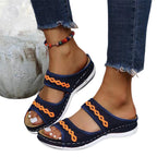 Damen Offene Schlüpfsandalen mit verstellbaren Riemen und weichem Fußbett R&B