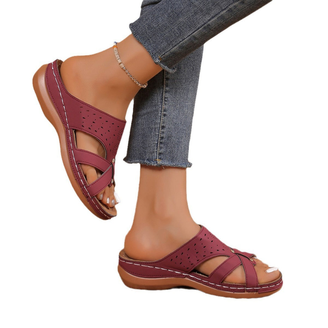 Damen Komfortable und elegante Zehentrenner-Sandalen mit modischer Perforation R&B
