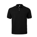 Herren nan feingewobenes Polohemd mit Chevron-Reliefstruktur und kurzer Knopfleiste R&B