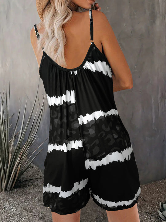 Damen luftiger Overall mit Spaghettiträgern und modischem Tierdesign R&B