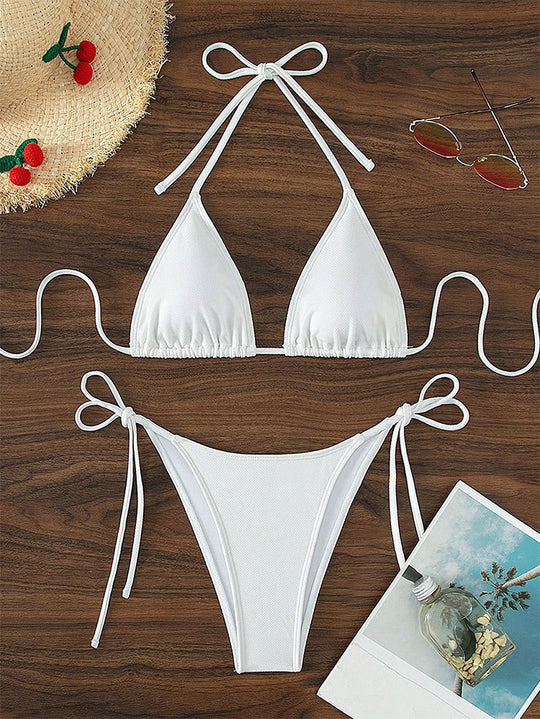Damen Triangel-Bikini mit verstellbaren Bindebändern und seitlichen Schleifen R&B