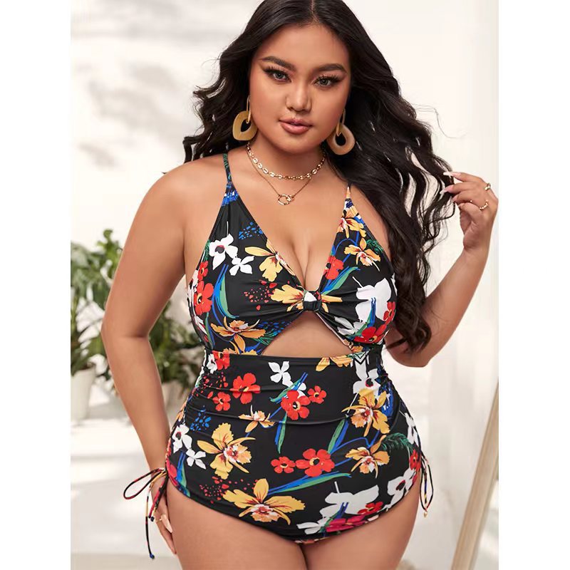 Damen Cut-Out Badeanzug mit floralen Akzenten R&B