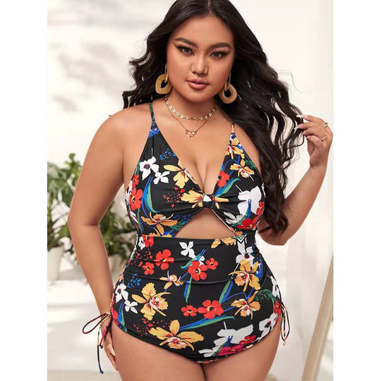 Damen Cut-Out Badeanzug mit floralen Akzenten R&B