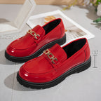 Damen Modische Loafers mit glänzender Oberflächenstruktur R&B