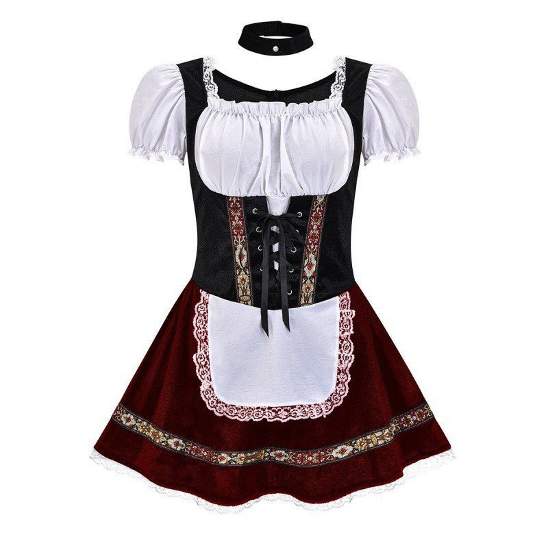 Damen Trachtenkleid mit romantischer Schnürung und dekorativen Rüschen R&B