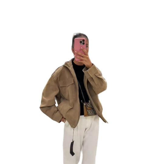 Damen lässige Oversize-Jacke aus Wildleder R&B