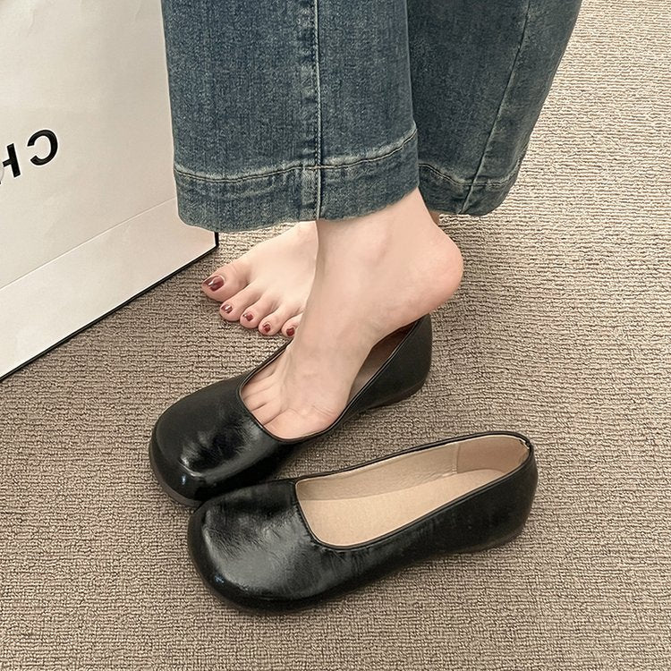 Damen Komfortable Ballerinas mit elegantem, glänzendem Obermaterial