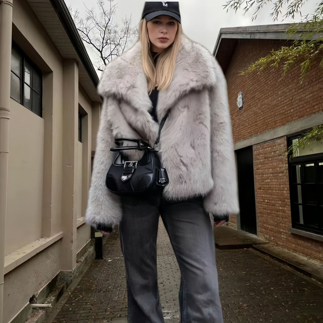 Damen Modische Kunstpelzjacke R&B